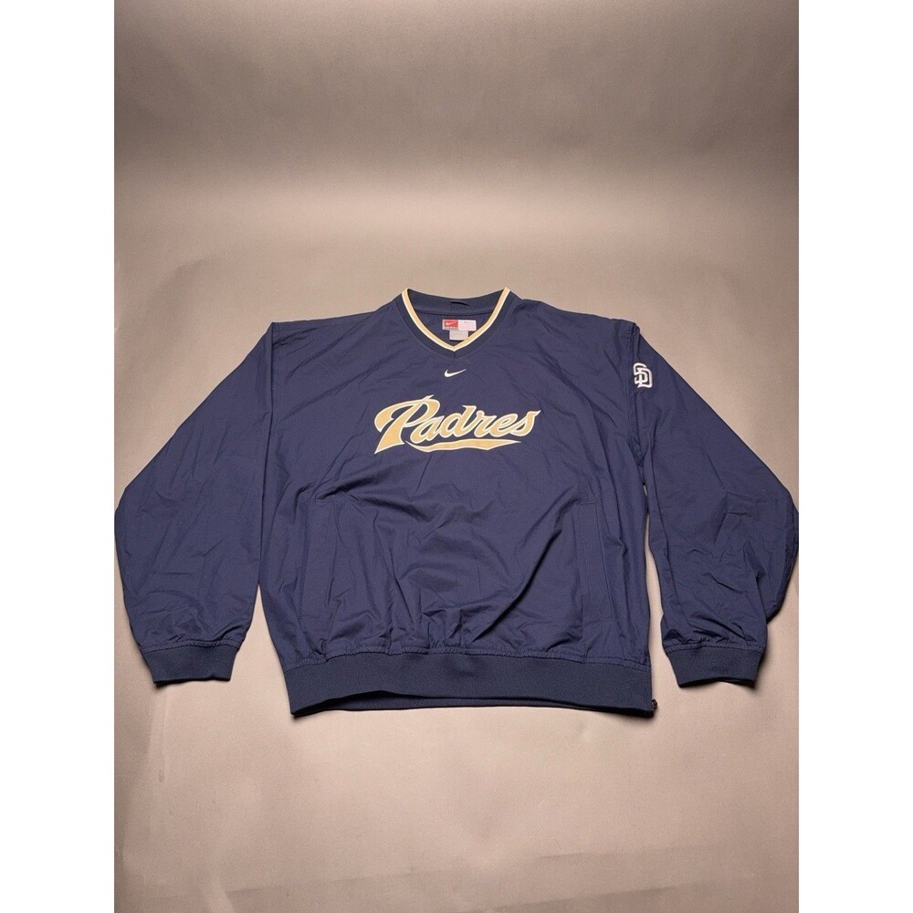 Nike San Diego Padres MLB Baseball Windbreaker Pullover size L center swoosh